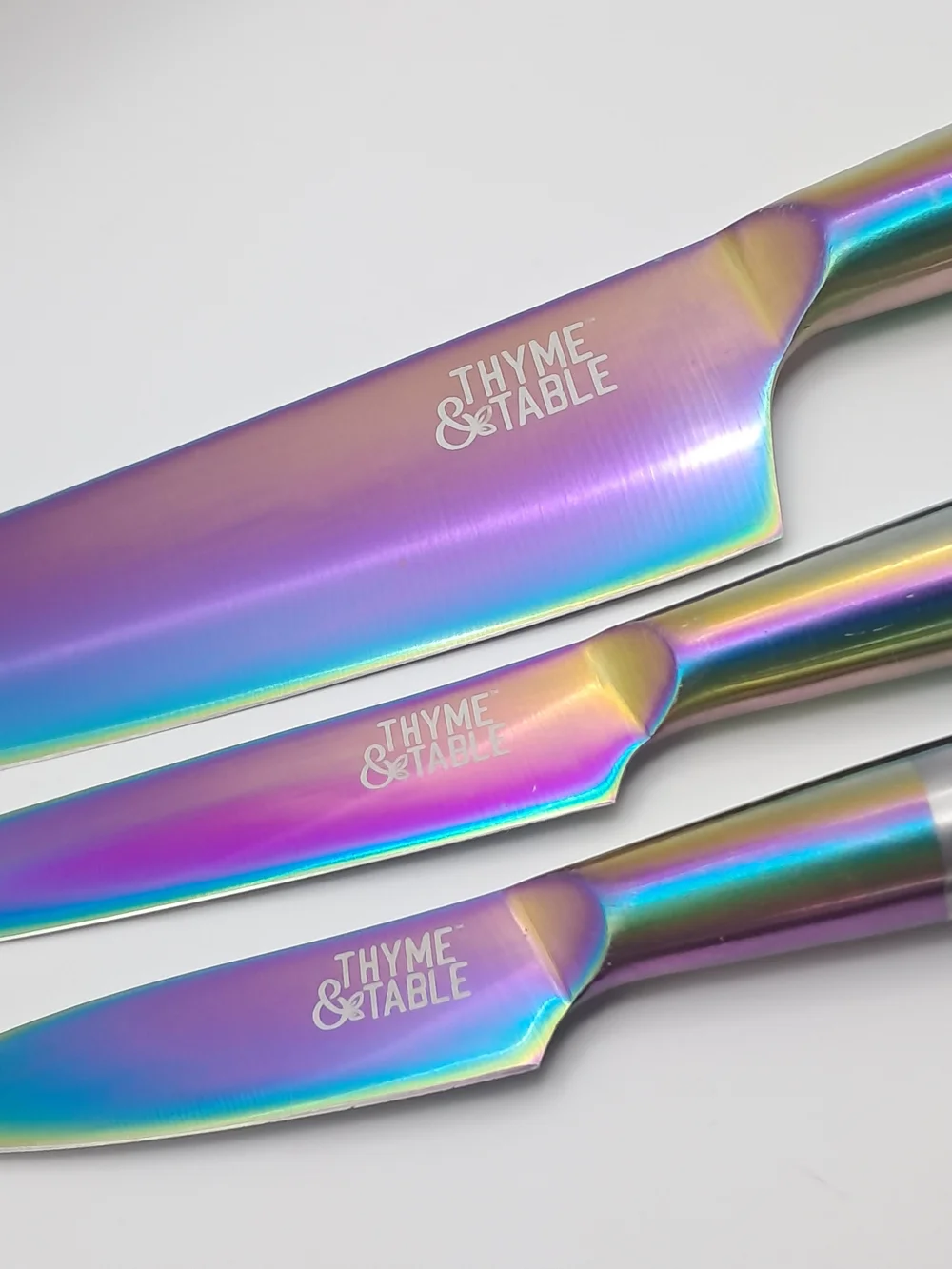 Rainbow Solid Stainless Steel Knife Set with Black Sheaths Thyme & Table Cutlery